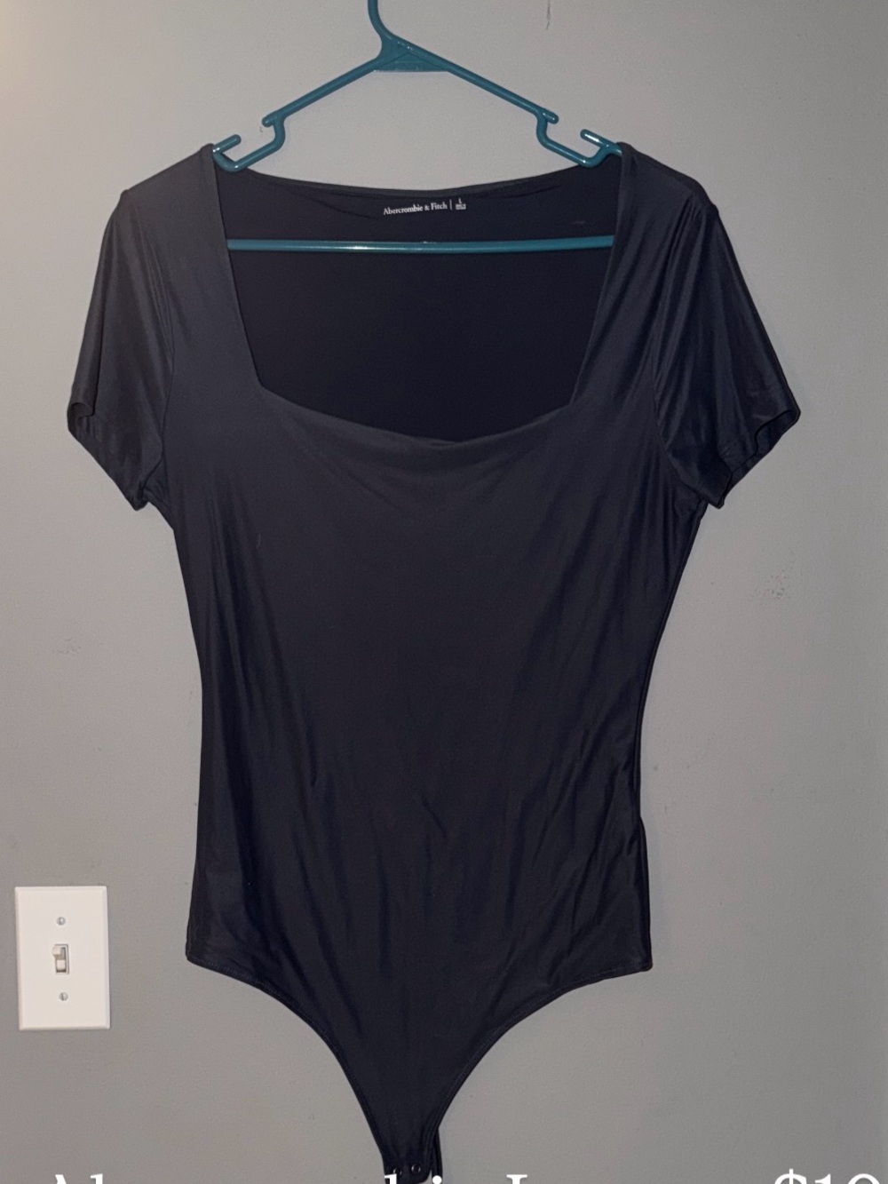 Abercrombie & Fitch Navy Square-Neck Short-Sleeve Bodysuit